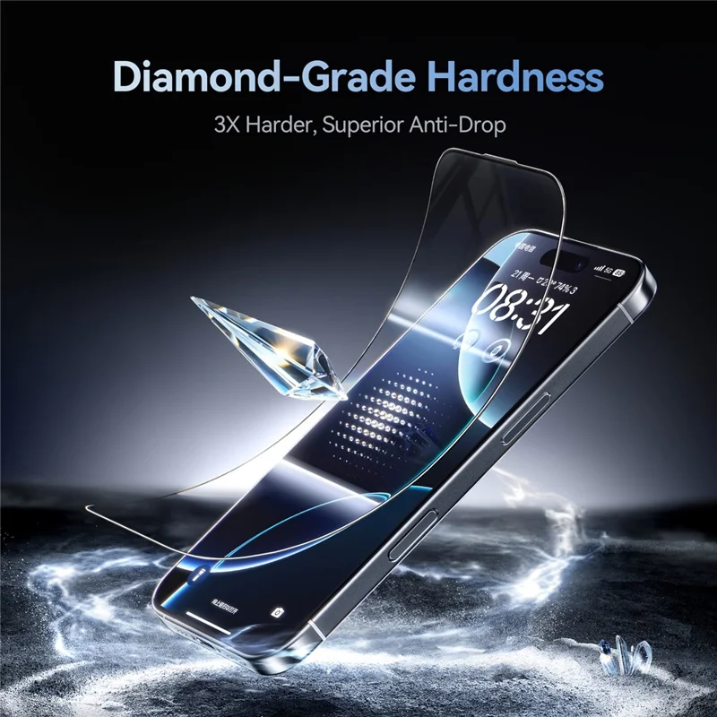 JOYROOM JR-MQS0566 For iPhone 16 Pro Max Screen Protector Silk Printing 2.5D High Aluminium-Silicon Glass Clear Film