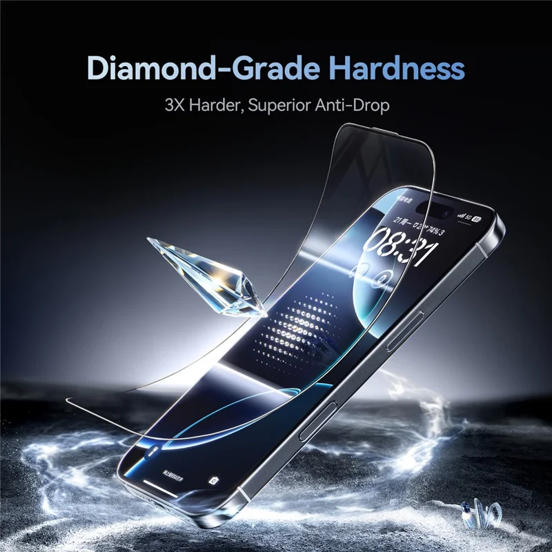 JOYROOM JR-MQS0564 For iPhone 16 Pro Screen Protector Silk Printing 2.5D High Aluminium-Silicon Glass Clear Film