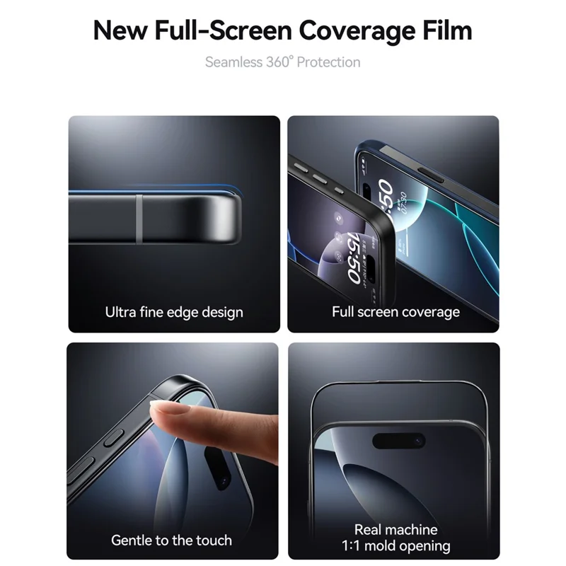 JOYROOM JR-MQS0563 For iPhone 16 Screen Protector Silk Printing 2.5D High Aluminium-Silicon Glass Clear Film