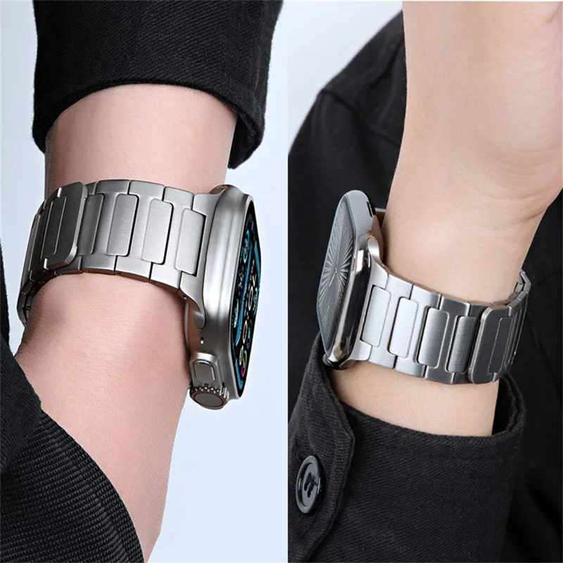 Watch Band for Apple Watch Series 10 Ultra 9 8 7 SE 6 5 4 3 2 1 46mm 49mm 45mm 44mm 42mm Stainless Steel Wrist Strap - Black