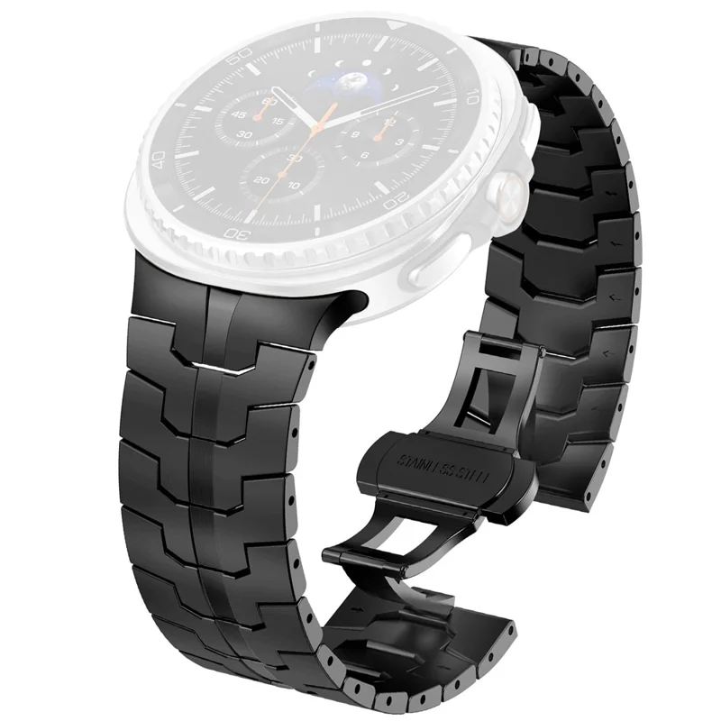 Butterfly Buckle Strap for Samsung Galaxy Watch8 44mm / 40mm / Watch8 Classic 46mm Stainless Steel Watch Band - Black