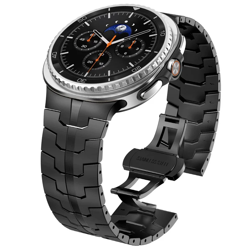 Butterfly Buckle Strap for Samsung Galaxy Watch8 44mm / 40mm / Watch8 Classic 46mm Stainless Steel Watch Band - Black