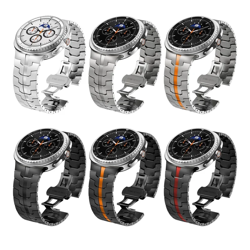 Butterfly Buckle Strap for Samsung Galaxy Watch8 44mm / 40mm / Watch8 Classic 46mm Stainless Steel Watch Band - Black