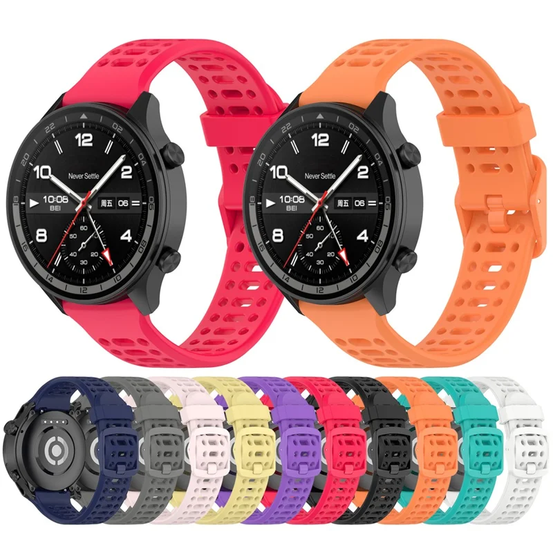 Ремешок для часов Oppo Watch 4 Pro / OnePlus Watch 2 / 2R / 3 43 мм с быстросъемным дышащим силиконовым ремешком - черный