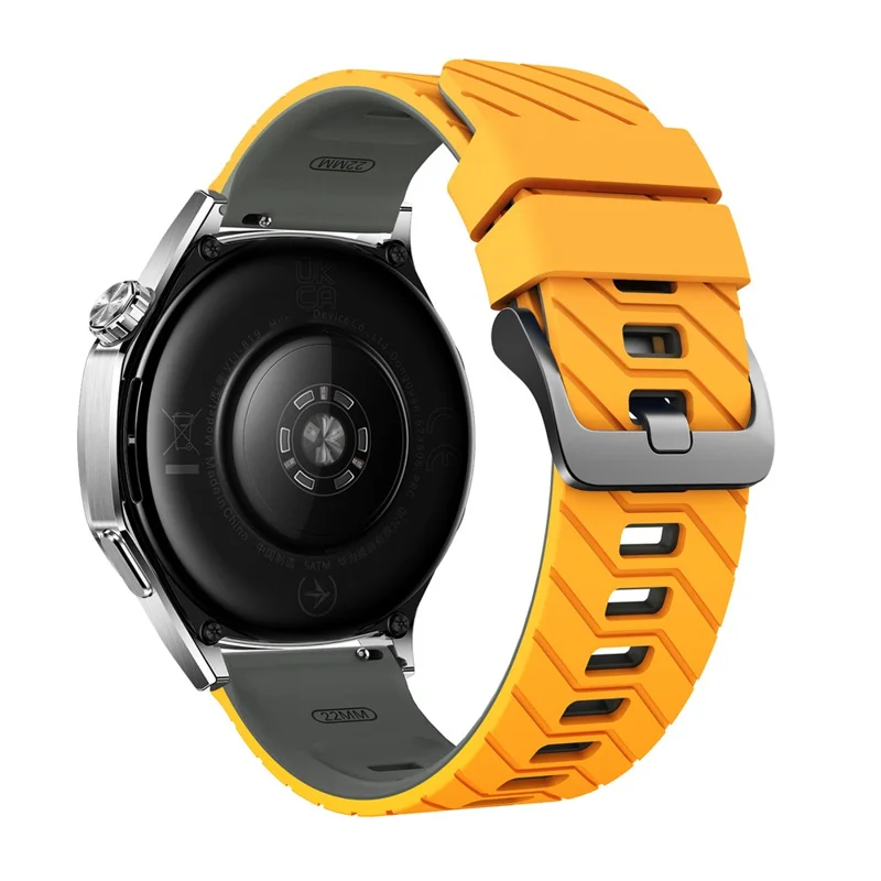 Pulseira de Silicone de 22mm para Samsung Galaxy Watch3 45mm / Watch 46mm / Huawei Watch GT 5 46mm Padrão Twill de Duas Cores - Amarelo / Cinza