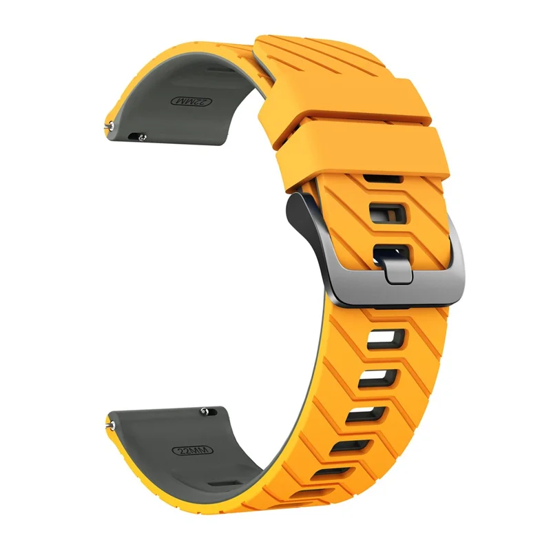 Pulseira de Silicone de 22mm para Samsung Galaxy Watch3 45mm / Watch 46mm / Huawei Watch GT 5 46mm Padrão Twill de Duas Cores - Amarelo / Cinza