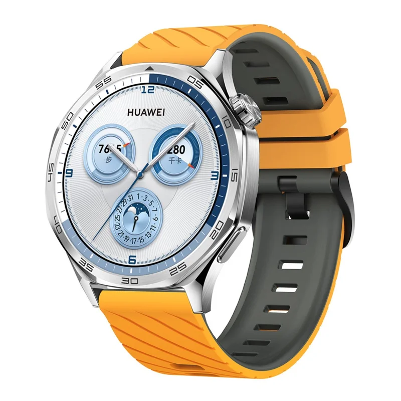 Pulseira de Silicone de 22mm para Samsung Galaxy Watch3 45mm / Watch 46mm / Huawei Watch GT 5 46mm Padrão Twill de Duas Cores - Amarelo / Cinza