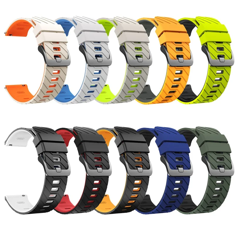 Pulseira de Silicone de 22mm para Samsung Galaxy Watch3 45mm / Watch 46mm / Huawei Watch GT 5 46mm Padrão Twill de Duas Cores - Amarelo / Cinza