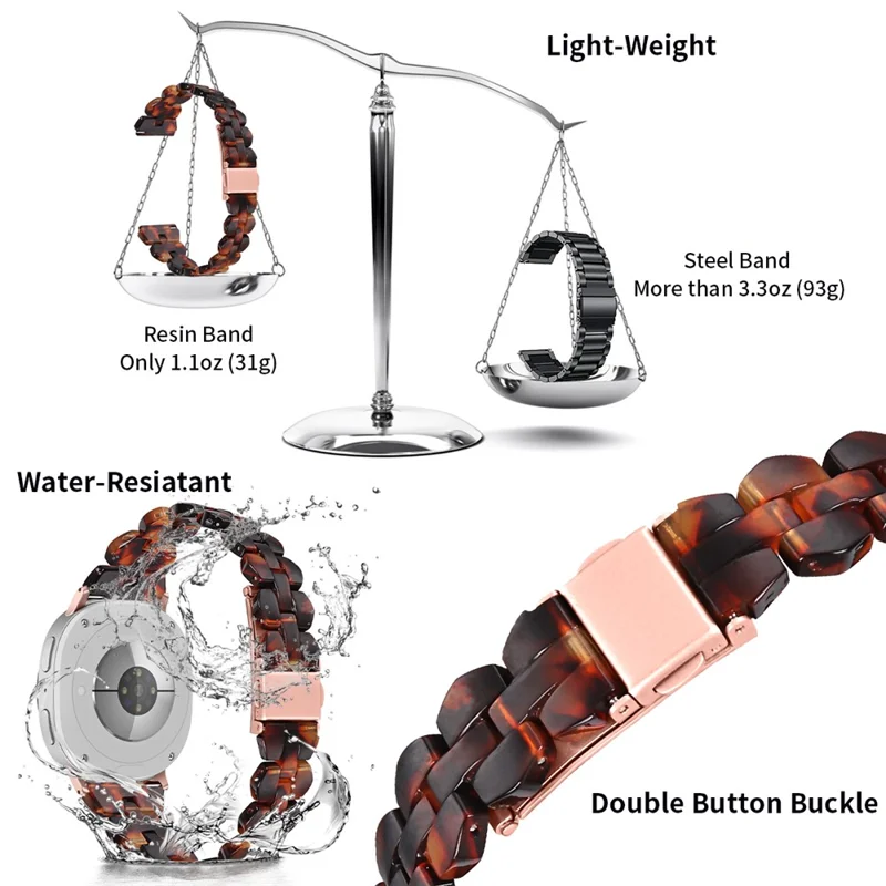 Pulseira de Relógio Acrílica de Resina para Samsung Galaxy Watch8 Classic 46mm / Watch8 44mm / 40mm Rombo à Prova d'Água - Casca de Tartaruga