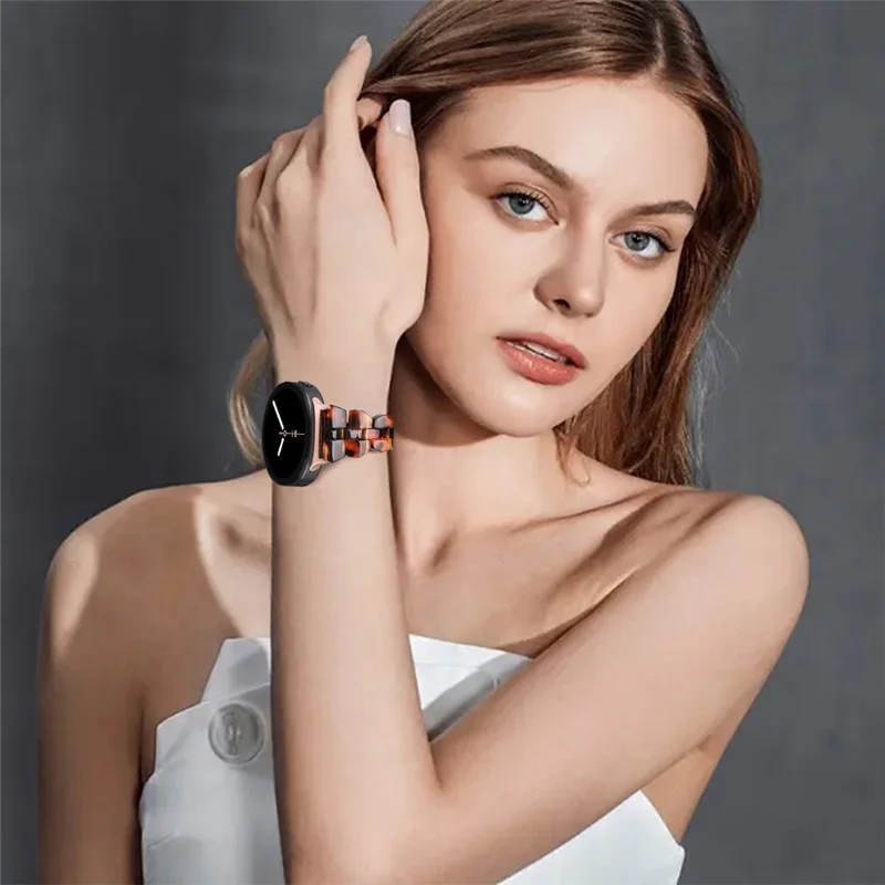 Pulseira de Relógio Acrílica de Resina para Samsung Galaxy Watch8 Classic 46mm / Watch8 44mm / 40mm Rombo à Prova d'Água - Casca de Tartaruga
