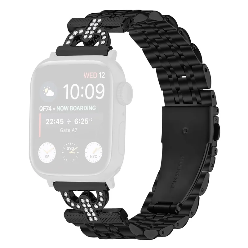Pulseira para Apple Watch Series 10 Ultra 9 8 7 SE 6 5 4 3 2 1 46mm 49mm 45mm 44mm 42mm Aço Inoxidável Pulseira de Relógio Colorida - Preto