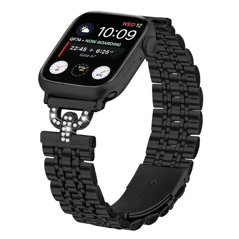 Pulseira para Apple Watch Series 10 Ultra 9 8 7 SE 6 5 4 3 2 1 46mm 49mm 45mm 44mm 42mm Aço Inoxidável Pulseira de Relógio Colorida - Preto