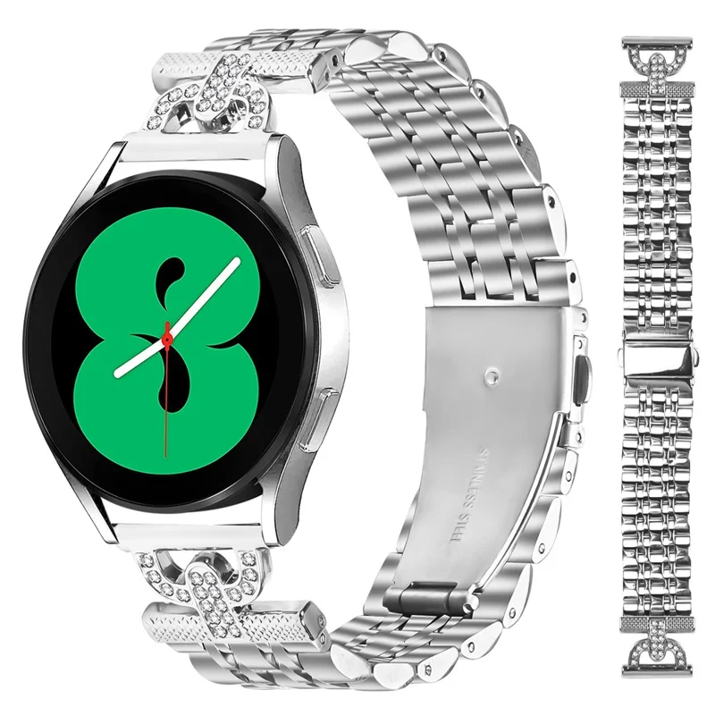 Correa para reloj Withings Steel / Misfit Vapor / TicWatch 2 Decoración con 7 cuentas de forma de D de cristales de Rhinestone Acero inoxidable plateado