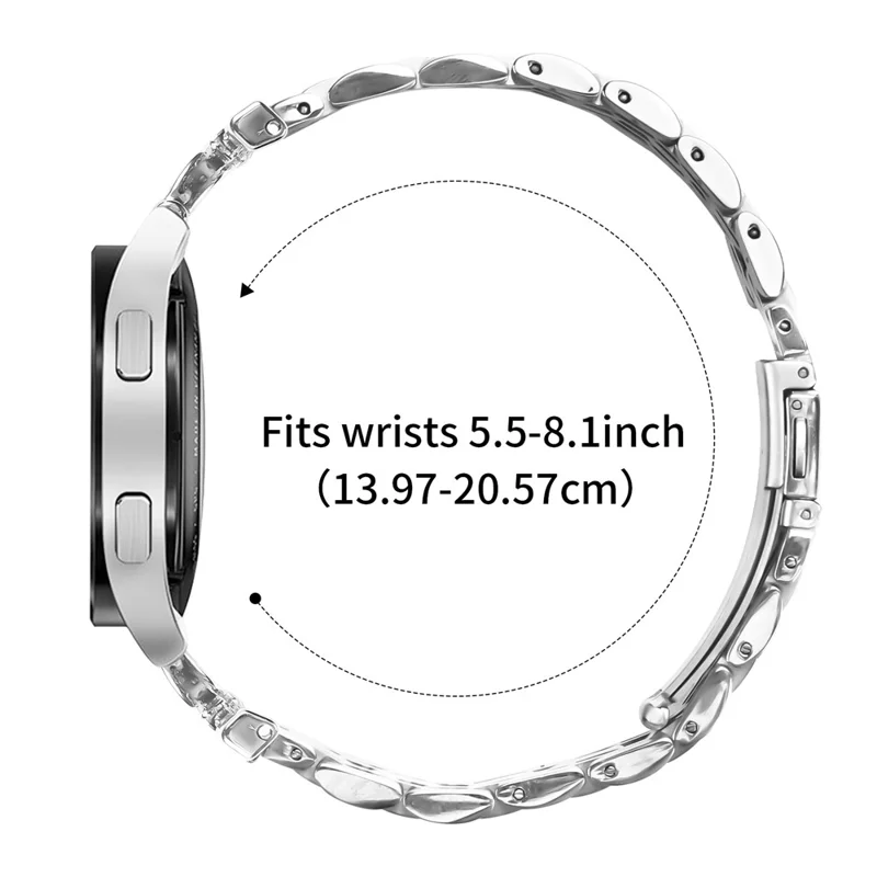 Correa para reloj Withings Steel / Misfit Vapor / TicWatch 2 Decoración con 7 cuentas de forma de D de cristales de Rhinestone Acero inoxidable plateado