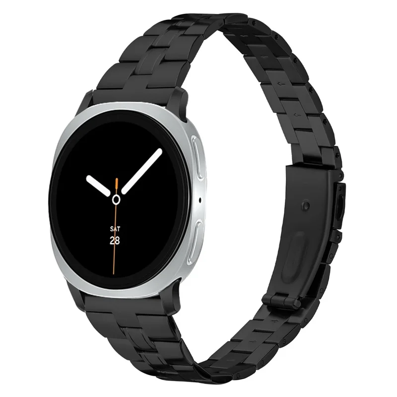 Edelstahl-Elektroplattierte Uhrenarmbänder für Samsung Galaxy Watch8 Classic 46mm / Watch8 44mm / 40mm Drei-Perlen-Schlankes Armband - Schwarz