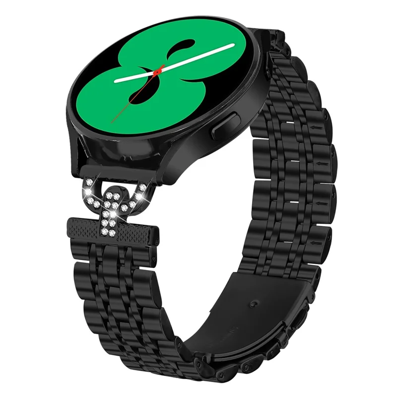 Watch Band for Garmin D2 Air X10 / vivoactive 5 / Venu Sq 2 7-Bead D-Shape Rhinestones Decor Stainless Steel Colored Watch Strap - Black