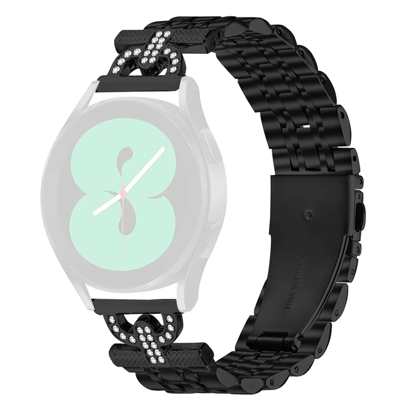 Watch Band for Huami Amazfit GTS 4 Mini / GTS 3 / GTS 2 7-Bead D-Shape Rhinestones Decor Stainless Steel Colored Watch Strap - Black