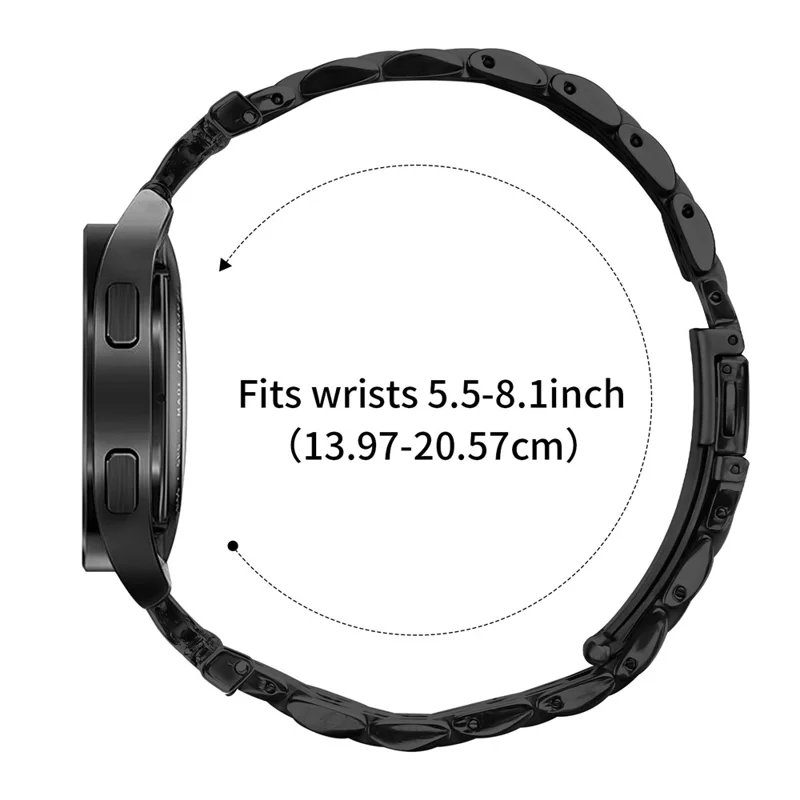 Watch Band for Withings Steel / Misfit Vapor / TicWatch 2 7-Bead D-Shape Rhinestones Decor Stainless Steel Colored Watch Strap - Black