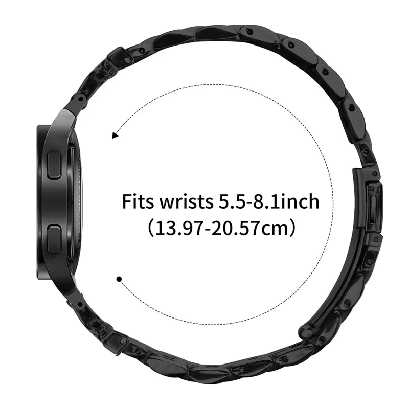 Colored Watch Band with Connector for Samsung Galaxy Watch7 44mm / 40mm D-Shape Rhinestones Decor Stainless Steel Strap - Black