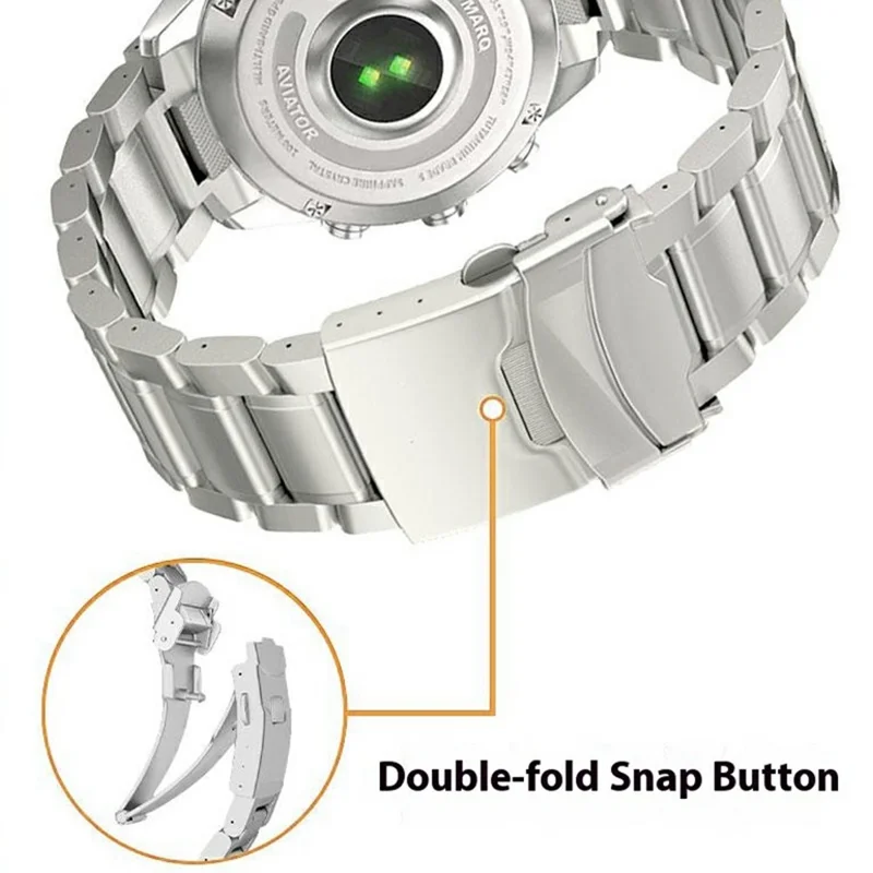 22mm Titanium Alloy Band for Garmin quatix 8 47mm  /  Fenix 7  /  MARQ 2 Captain Quick Release Curved 5-Bead Watch Strap - Silver