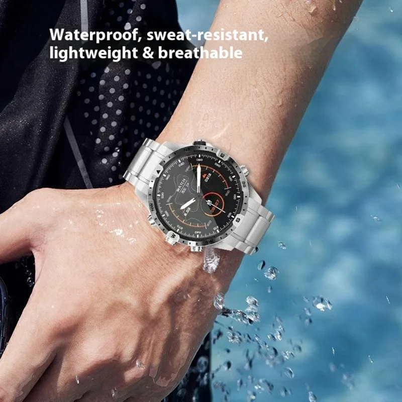 22mm Titanium Alloy Band for Garmin quatix 8 47mm  /  Fenix 7  /  MARQ 2 Captain Quick Release Curved 5-Bead Watch Strap - Silver