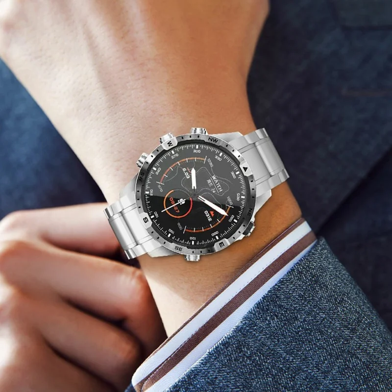 22mm Titanium Alloy Band for Garmin quatix 8 47mm  /  Fenix 7  /  MARQ 2 Captain Quick Release Curved 5-Bead Watch Strap - Silver