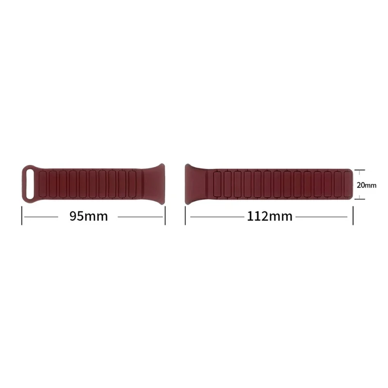 Correa de reloj de silicona de 3 cuentas magnéticas para Xiaomi Smart Band 9 Pro / 8 Pro / Redmi Watch 5 / 4 - Rojo vino / Negro