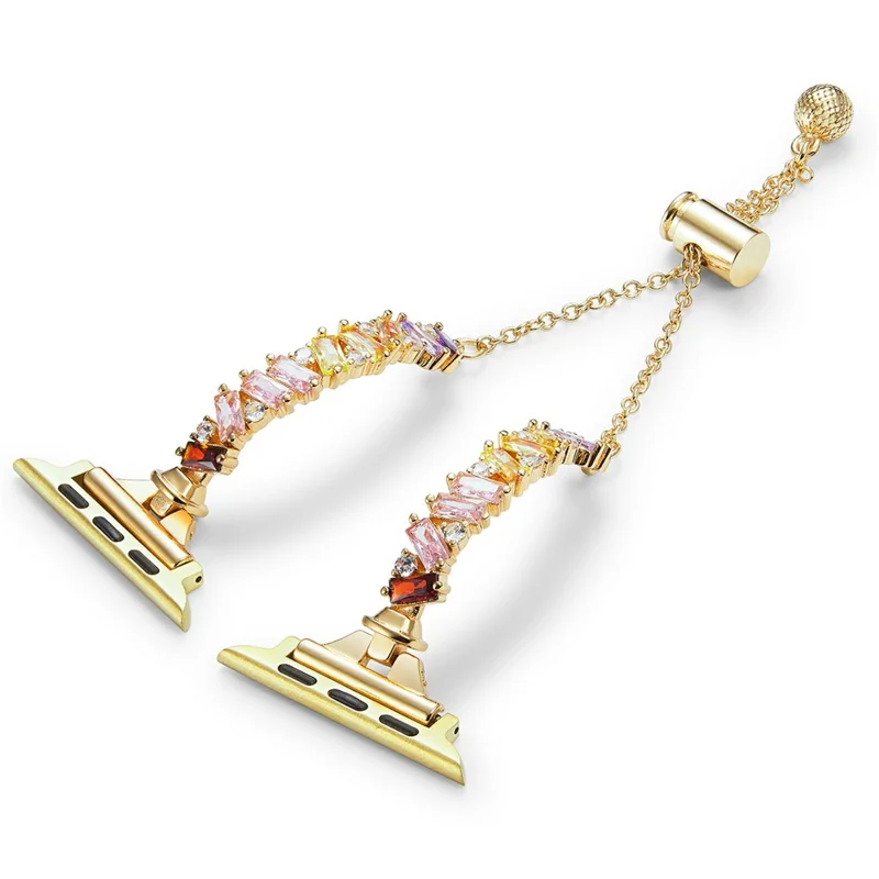 Bracelet Strap for Apple Watch Series 11 10 42mm / 9 8 7 41mm / SE3 SE2 SE 6 5 4 40mm / 3 2 1 38mm Metal Watch Band Irregular Colored Rhinestone Decor - Gold