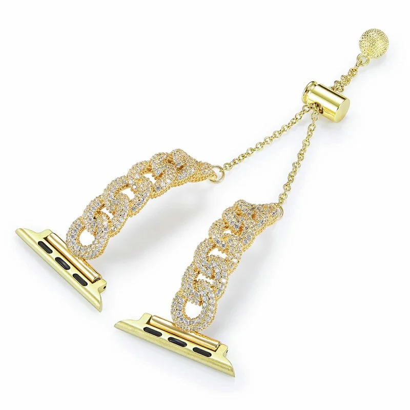 Correa de metal para Apple Watch Series 10 9 8 7 SE 6 5 4 3 2 1 42mm 41mm 40mm 38mm Decoración de Rhinestone Diseño de Cordón Correa de Reloj - Oro