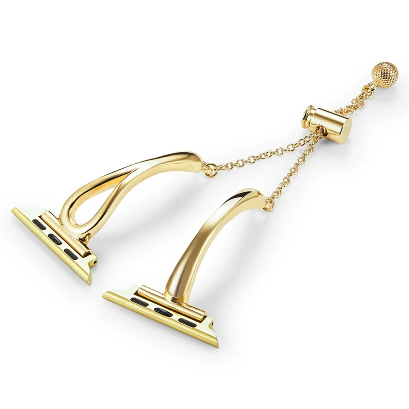Pulsera de metal para Apple Watch Series 10 9 8 7 SE 6 5 4 3 2 1 42mm 41mm 40mm 38mm Ajustable con cordón Correa de reloj hueca - Oro