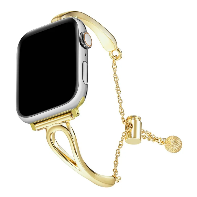 Pulsera de metal para Apple Watch Series 10 9 8 7 SE 6 5 4 3 2 1 42mm 41mm 40mm 38mm Ajustable con cordón Correa de reloj hueca - Oro