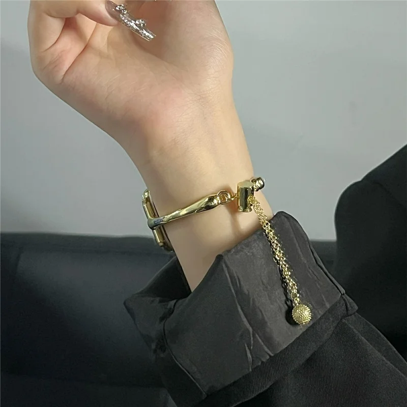 Pulsera de metal para Apple Watch Series 10 9 8 7 SE 6 5 4 3 2 1 42mm 41mm 40mm 38mm Ajustable con cordón Correa de reloj hueca - Oro