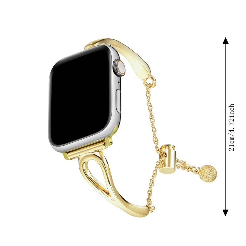 Pulsera de metal para Apple Watch Series 10 9 8 7 SE 6 5 4 3 2 1 42mm 41mm 40mm 38mm Ajustable con cordón Correa de reloj hueca - Oro
