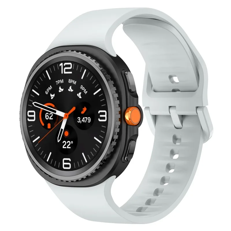 Watch Band For Samsung Galaxy Watch8 40mm 44mm / Watch8 Classic 46mm Soft Silicone Adjustable Strap Replacement - Light Grey