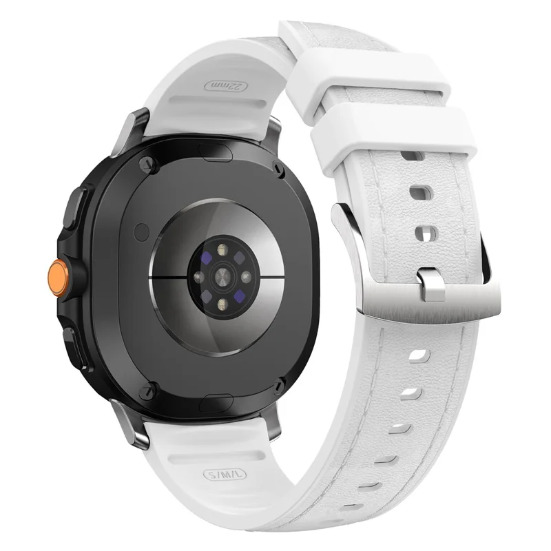 Watch Band For Samsung Galaxy Watch8 40mm 44mm / Watch8 Classic 46mm Silicone + Leather Adjustable Strap Armband - White