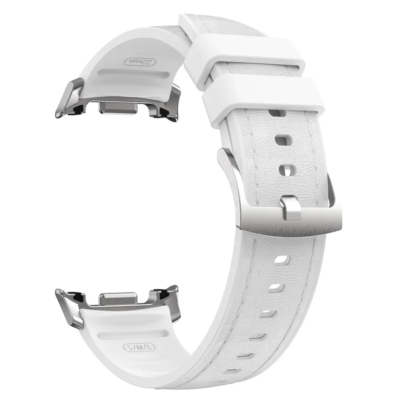 Watch Band For Samsung Galaxy Watch8 40mm 44mm / Watch8 Classic 46mm Silicone + Leather Adjustable Strap Armband - White