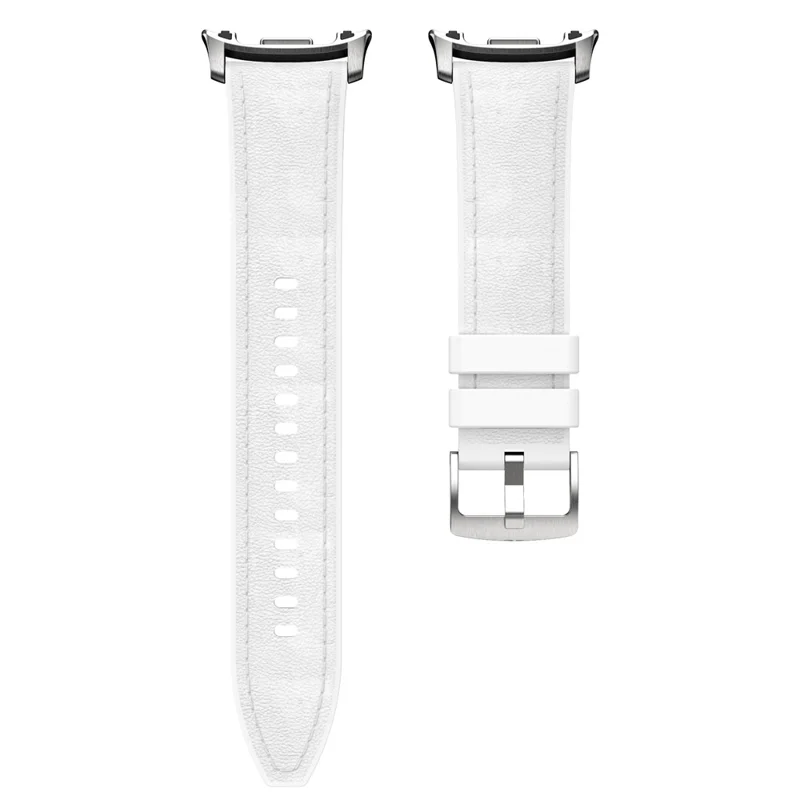 Watch Band For Samsung Galaxy Watch8 40mm 44mm / Watch8 Classic 46mm Silicone + Leather Adjustable Strap Armband - White