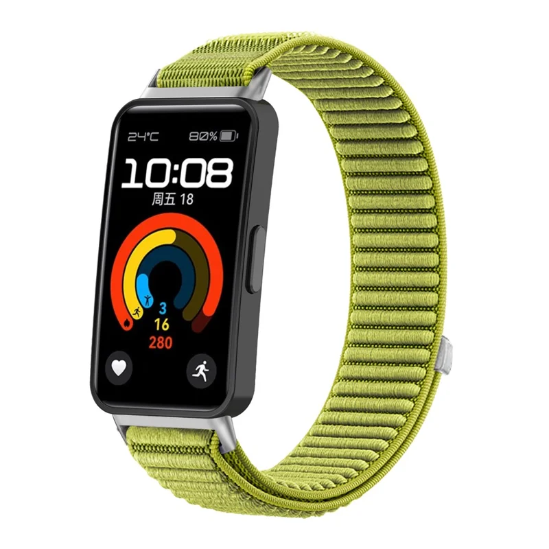 Woven Nylon Strap for Huawei Band 10 / 9 / 8 Magic Tape Watch Band - Green