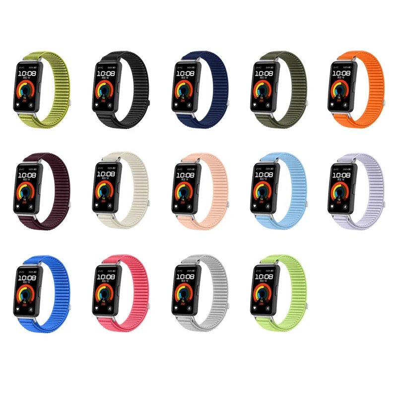Woven Nylon Strap for Huawei Band 10 / 9 / 8 Magic Tape Watch Band - Green