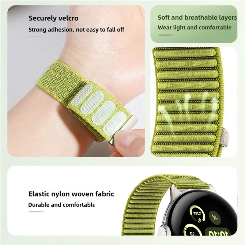 Woven Nylon Strap for Google Pixel Watch 4 / 3 45mm Magic Tape Watch Band - Purple