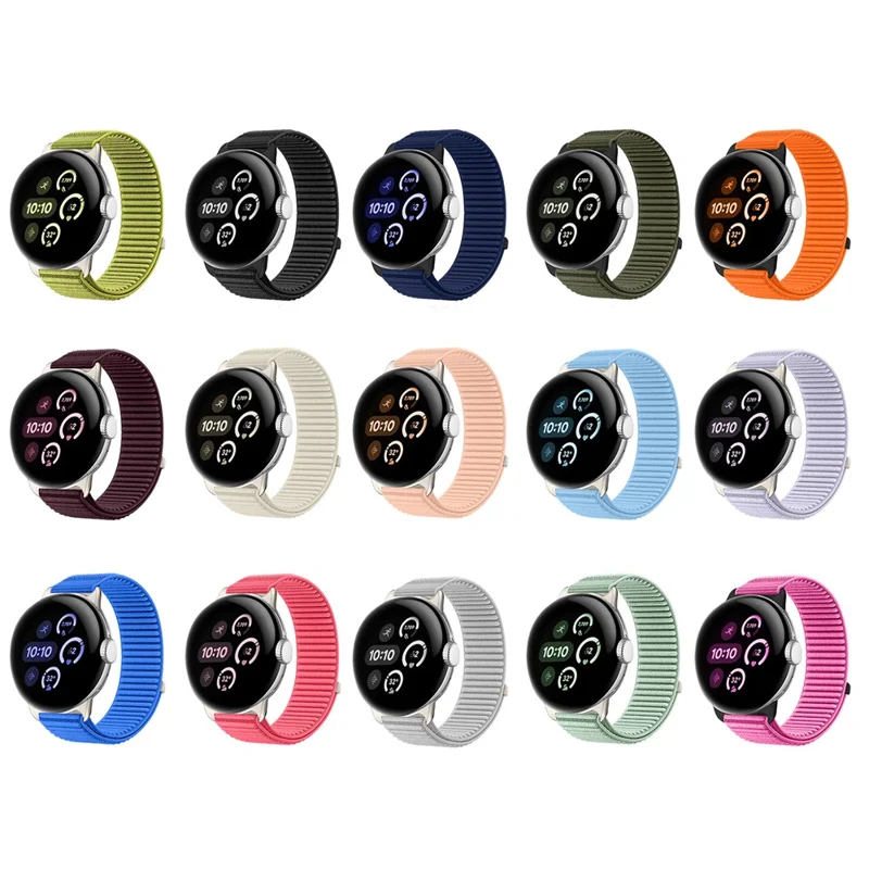 Woven Nylon Strap for Google Pixel Watch 4 / 3 45mm Magic Tape Watch Band - Purple