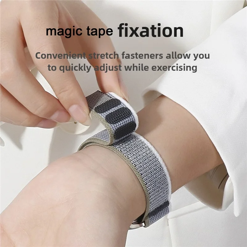 Nylon Watch Band for Samsung Galaxy Watch8 44mm / 40mm / 8 Classic 46mm Loop Design Magic Tape Replacement Strap - White Stripe