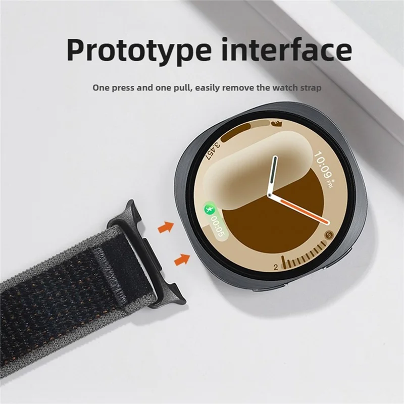 Nylon Watch Band for Samsung Galaxy Watch8 44mm / 40mm / 8 Classic 46mm Loop Design Magic Tape Replacement Strap - White Stripe