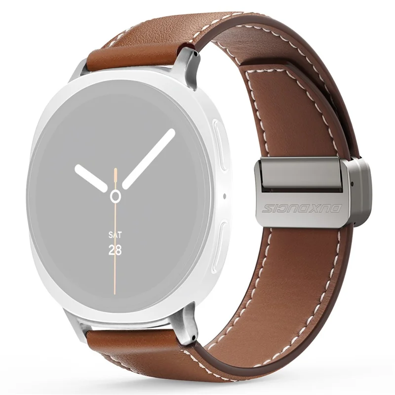 DUX DUCIS YA Series for Samsung Galaxy Watch8 Classic 46mm / Watch8 44mm / 40mm Genuine Cow Leather Strap Magnetic Band - Brown