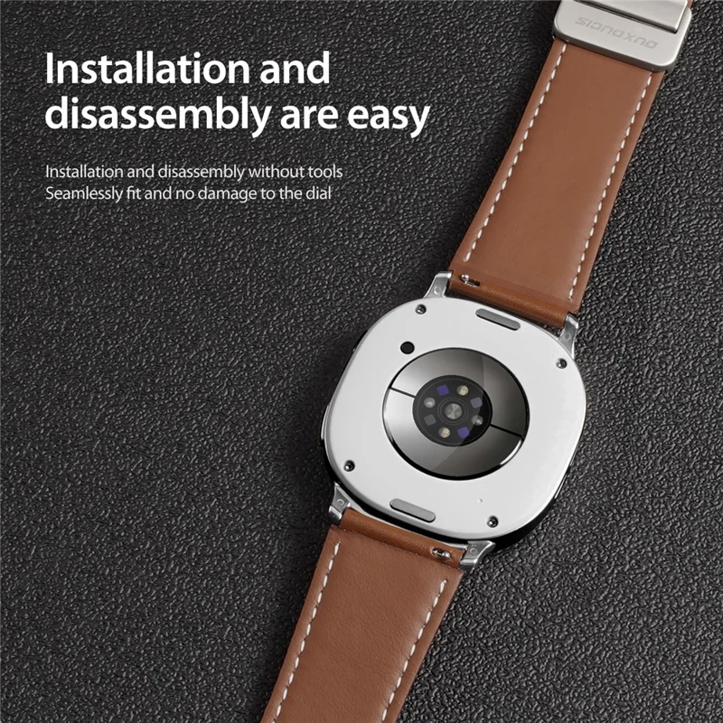 DUX DUCIS YA Series for Samsung Galaxy Watch8 Classic 46mm / Watch8 44mm / 40mm Genuine Cow Leather Strap Magnetic Band - Brown