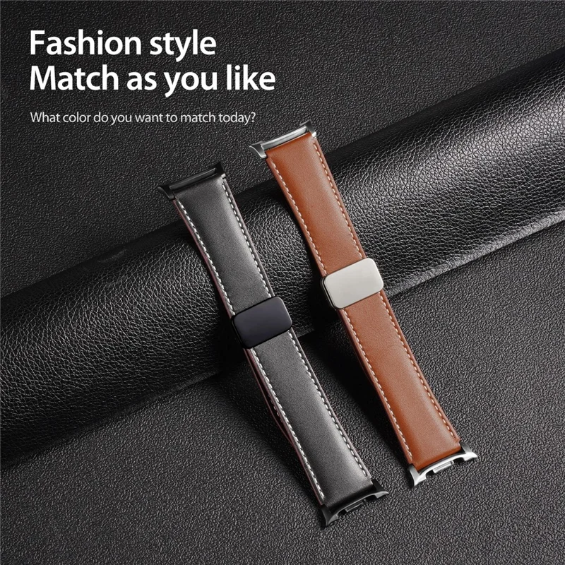 DUX DUCIS YA Series for Samsung Galaxy Watch8 Classic 46mm / Watch8 44mm / 40mm Genuine Cow Leather Strap Magnetic Band - Brown