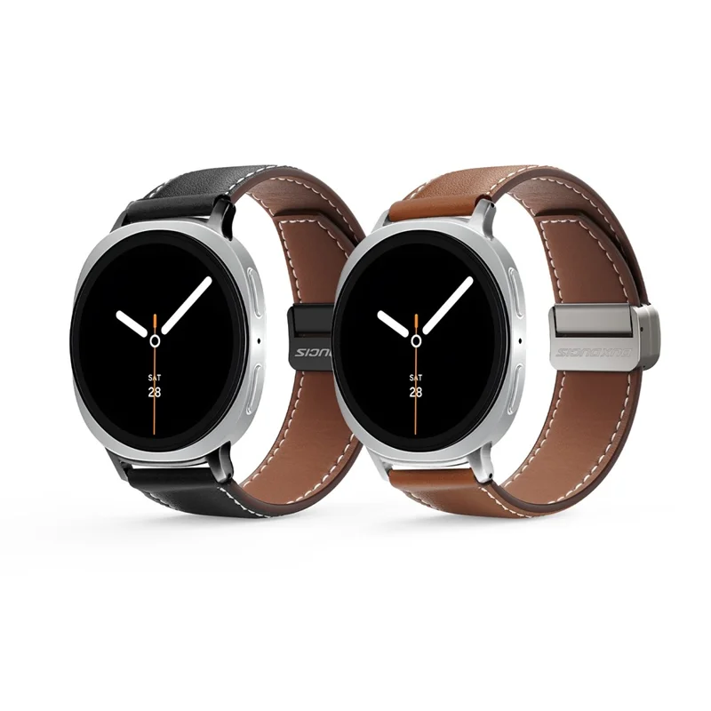 DUX DUCIS YA Series for Samsung Galaxy Watch8 Classic 46mm / Watch8 44mm / 40mm Genuine Cow Leather Strap Magnetic Band - Brown