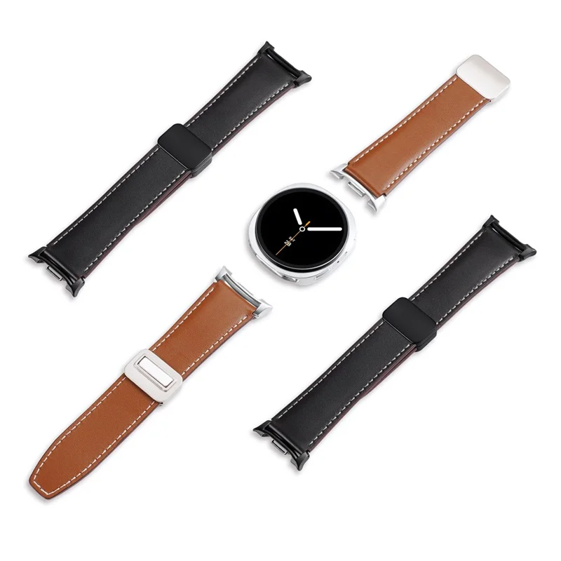 DUX DUCIS YA Series for Samsung Galaxy Watch8 Classic 46mm / Watch8 44mm / 40mm Genuine Cow Leather Strap Magnetic Band - Brown