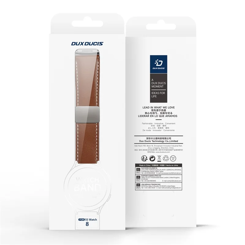 DUX DUCIS YA Series for Samsung Galaxy Watch8 Classic 46mm / Watch8 44mm / 40mm Genuine Cow Leather Strap Magnetic Band - Brown