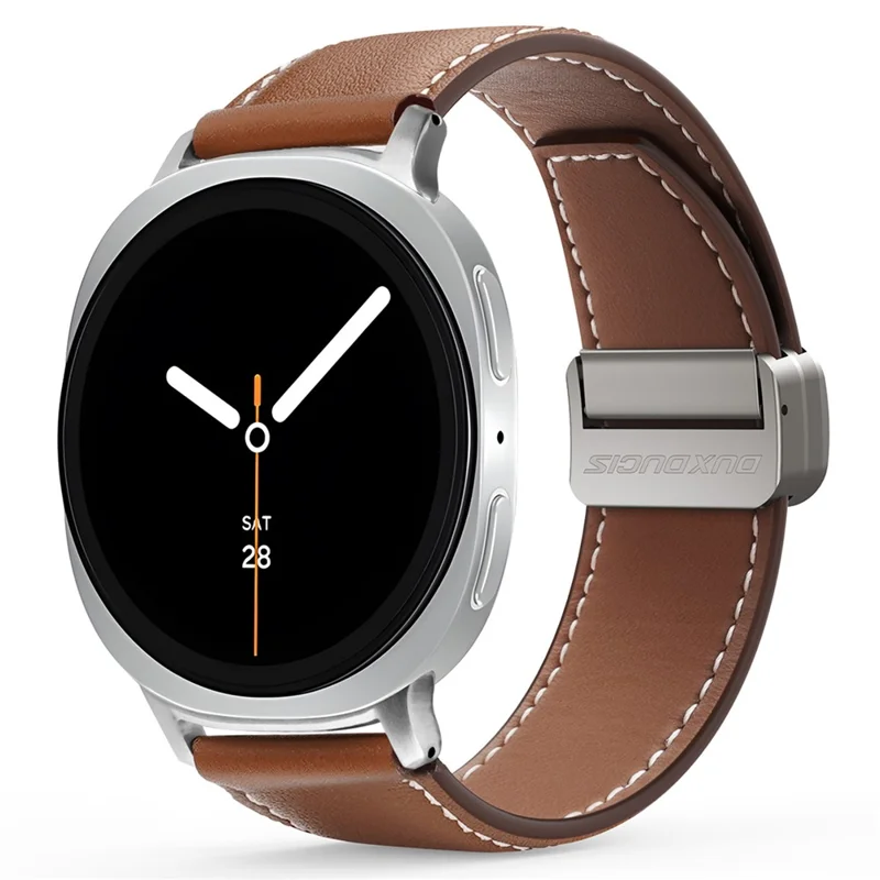 DUX DUCIS YA Series for Samsung Galaxy Watch8 Classic 46mm / Watch8 44mm / 40mm Genuine Cow Leather Strap Magnetic Band - Brown